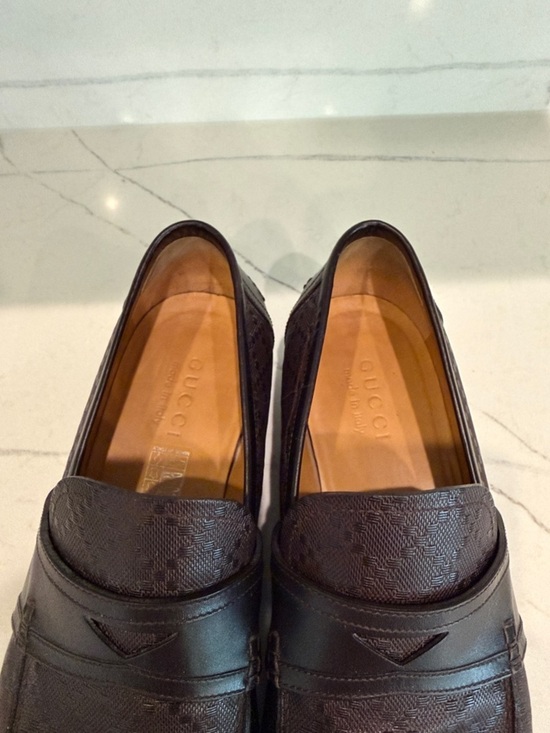 Gucci Dark Brown Monogram Leather Penny Loafers main image 6